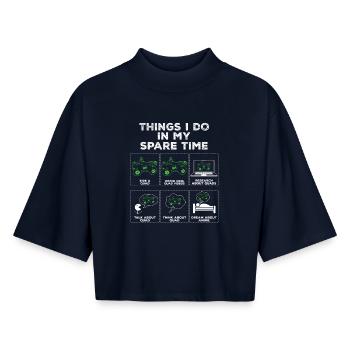 Choses dans mon temps libre Quad Quad Bike Cadeau - T-shirt femme coupe boxy recyclé manches mi-longues Stanley/Stella - marine - Devant - AI Model Female 172 light (172cm)