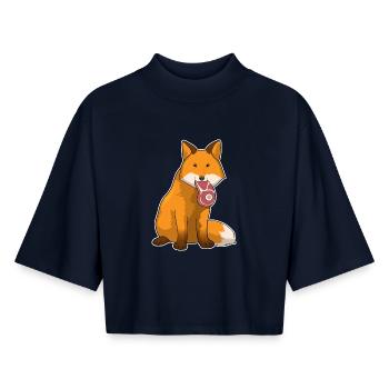Fuchs Fleisch - Boxy Frauen Recyceltes 1/2 Sleeved T-Shirt by Stanley/Stella - Navy - Vorne - AI Model Female 172 light (172cm)