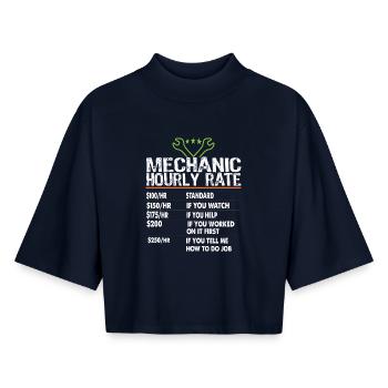 Mechanic hourly rate Mechanic worker Labor Rates - Boxy Women's Recycled 1/2 Sleeved T-Shirt by Stanley/Stella - navy - Front - AI Model Female 172 light (172cm)