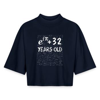 31e anniversaire 31 ans Euler Identité cadeau math - T-shirt femme coupe boxy recyclé manches mi-longues Stanley/Stella - marine - Devant - AI Model Female 172 light (172cm)