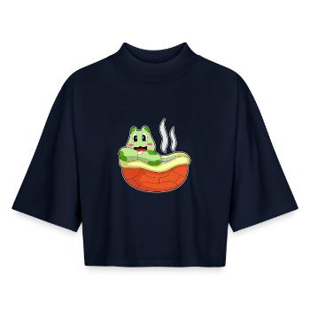Turtle Bathing Bathtub - Boxy Women's Recycled 1/2 Sleeved T-Shirt by Stanley/Stella - navy - Front - AI Model Female 172 light (172cm)