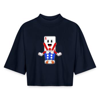 Poker Poker Jetons Cartes de poker - T-shirt femme coupe boxy recyclé manches mi-longues Stanley/Stella - marine - Devant - AI Model Female 172 light (172cm)