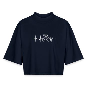 Game Design Heart Line - Boxy Women's Recycled 1/2 Sleeved T-Shirt by Stanley/Stella - navy - Front - AI Model Female 172 light (172cm)