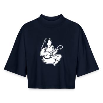 Banjo Mädchen - Boxy Frauen Recyceltes 1/2 Sleeved T-Shirt by Stanley/Stella - Navy - Vorne - AI Model Female 172 light (172cm)