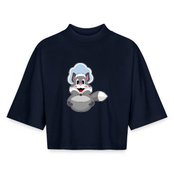 Katze Koch Kochtopf Kochen - Boxy Frauen Recyceltes 1/2 Sleeved T-Shirt by Stanley/Stella - Navy - Vorne - AI Model Female 172 light (172cm)