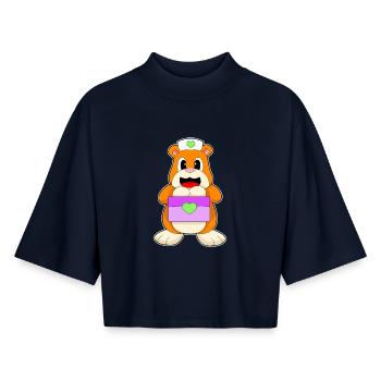 Hamster Nurse First Aid Kit - Boxy Women's Recycled 1/2 Sleeved T-Shirt by Stanley/Stella - navy - Front - AI Model Female 172 light (172cm)