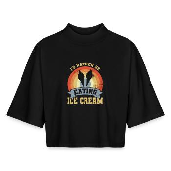 Eis essen - Boxy Frauen Recyceltes 1/2 Sleeved T-Shirt by Stanley/Stella - Schwarz - Vorne - AI Model Female 172 light (172cm)