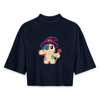 Voodoo Doll Halloween - Boxy Women's Recycled 1/2 Sleeved T-Shirt by Stanley/Stella - navy - Front - AI Model Female 172 light (172cm)
