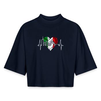 Mailand Skyline Italien Herzschlag Fan Love Milano - Boxy Frauen Recyceltes 1/2 Sleeved T-Shirt by Stanley/Stella - Navy - Vorne - AI Model Female 172 light (172cm)
