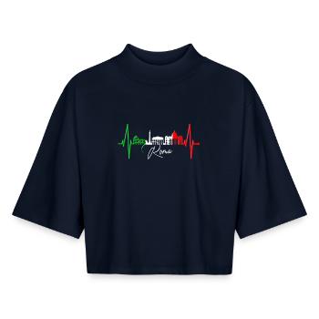 Rom Kolosseum Herzschlag Roma Skyline Rome Italien - Boxy Frauen Recyceltes 1/2 Sleeved T-Shirt by Stanley/Stella - Navy - Vorne - AI Model Female 172 light (172cm)