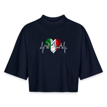 Florenz Skyline Italien Herzschlag I Love Firenze - Boxy Frauen Recyceltes 1/2 Sleeved T-Shirt by Stanley/Stella - Navy - Vorne - AI Model Female 172 light (172cm)