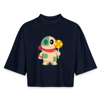 Voodoo Doll Halloween Lollipops - Boxy Women's Recycled 1/2 Sleeved T-Shirt by Stanley/Stella - navy - Front - AI Model Female 172 light (172cm)