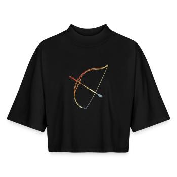 Bogenschießen - Boxy Frauen Recyceltes 1/2 Sleeved T-Shirt by Stanley/Stella - Schwarz - Vorne - AI Model Female 172 light (172cm)