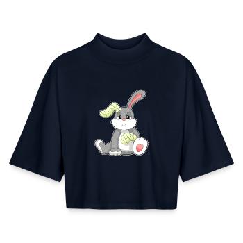 Rabbit Bandage - Boxy Women's Recycled 1/2 Sleeved T-Shirt by Stanley/Stella - navy - Front - AI Model Female 172 light (172cm)