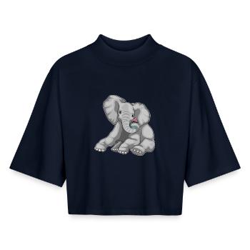 Elefant Cupcake - Boxy Frauen Recyceltes 1/2 Sleeved T-Shirt by Stanley/Stella - Navy - Vorne - AI Model Female 172 light (172cm)