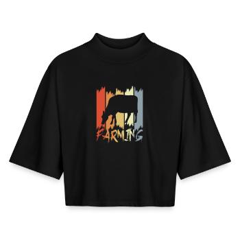 Milchbauer - Boxy Frauen Recyceltes 1/2 Sleeved T-Shirt by Stanley/Stella - Schwarz - Vorne - AI Model Female 172 light (172cm)
