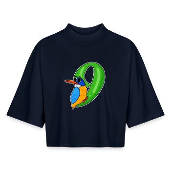 9th Birthday Motif Bird - 9 Years - Boxy Women's Recycled 1/2 Sleeved T-Shirt by Stanley/Stella - navy - Front - AI Model Female 172 light (172cm)