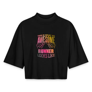 Running - Boxy Women's Recycled 1/2 Sleeved T-Shirt by Stanley/Stella - black - Front - AI Model Female 172 light (172cm)