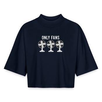 Humor rétro de fans Funny Fans Vintage Style Juste Rétro - T-shirt femme coupe boxy recyclé manches mi-longues Stanley/Stella - marine - Devant - AI Model Female 172 light (172cm)