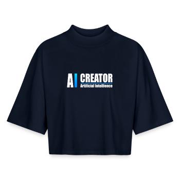AI Creator Artificial Intelligence Enthusiast - Boxy Women's Recycled 1/2 Sleeved T-Shirt by Stanley/Stella - navy - Front - AI Model Female 172 light (172cm)