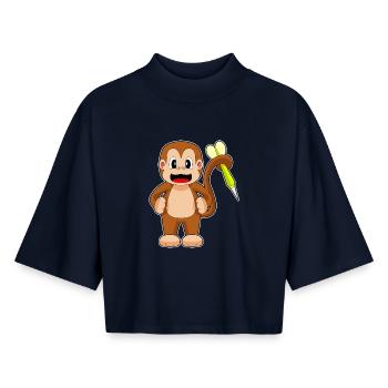 Fléchette de singe Fléchette - T-shirt femme coupe boxy recyclé manches mi-longues Stanley/Stella - marine - Devant - AI Model Female 172 light (172cm)