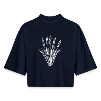 5 épis de blé - T-shirt femme coupe boxy recyclé manches mi-longues Stanley/Stella - marine - Devant - AI Model Female 172 light (172cm)