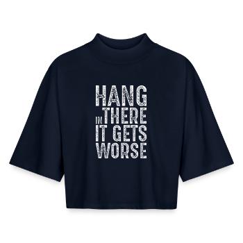 Halten Sie durch, es wird noch schlimmer - Boxy Frauen Recyceltes 1/2 Sleeved T-Shirt by Stanley/Stella - Navy - Vorne - AI Model Female 172 light (172cm)