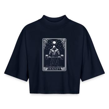 Tod Tarot Deadlift Skelett Kreuzheben Tarotkarte - Boxy Frauen Recyceltes 1/2 Sleeved T-Shirt by Stanley/Stella - Navy - Vorne - AI Model Female 172 light (172cm)