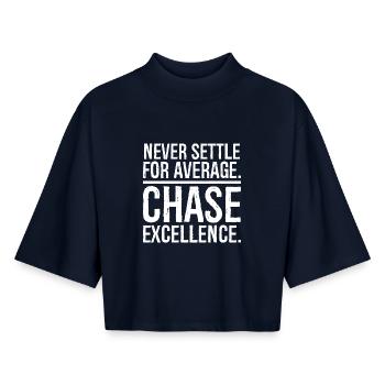 never settle for average chase - Boxy Women's Recycled 1/2 Sleeved T-Shirt by Stanley/Stella - navy - Front - AI Model Female 172 light (172cm)