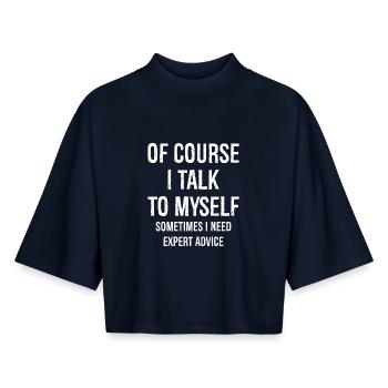 Of Course I Talk to Myself - Boxy Frauen Recyceltes 1/2 Sleeved T-Shirt by Stanley/Stella - Navy - Vorne - AI Model Female 172 light (172cm)