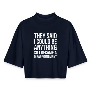 Sie sagten, ich könnte alles sein - Boxy Frauen Recyceltes 1/2 Sleeved T-Shirt by Stanley/Stella - Navy - Vorne - AI Model Female 172 light (172cm)