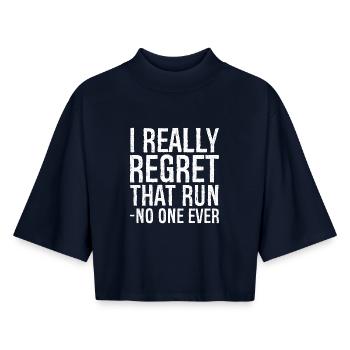 I really regret that run no one ever - Boxy Frauen Recyceltes 1/2 Sleeved T-Shirt by Stanley/Stella - Navy - Vorne - AI Model Female 172 light (172cm)