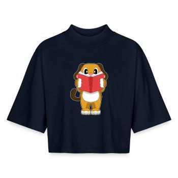Dog Book - Boxy Women's Recycled 1/2 Sleeved T-Shirt by Stanley/Stella - navy - Front - AI Model Female 172 light (172cm)