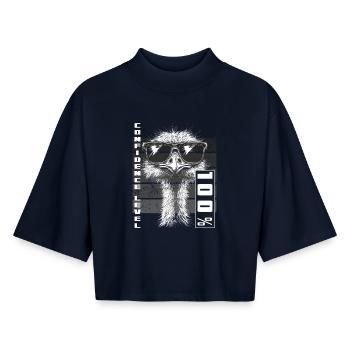Confiant Autruche Oiseau Lunettes de Soleil Cadeau - T-shirt femme coupe boxy recyclé manches mi-longues Stanley/Stella - marine - Devant - AI Model Female 172 light (172cm)