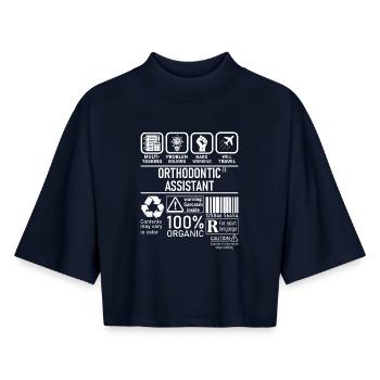 Orthodontic Assistant multi tasking problem - Boxy Women's Recycled 1/2 Sleeved T-Shirt by Stanley/Stella - navy - Front - AI Model Female 172 light (172cm)