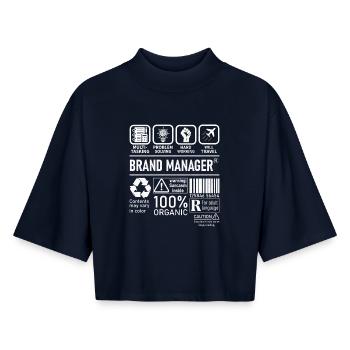 Brand Manager résolution de problèmes multitâches - T-shirt femme coupe boxy recyclé manches mi-longues Stanley/Stella - marine - Devant - AI Model Female 172 light (172cm)