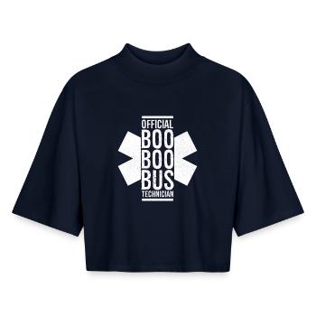 official boo boo bus technician - Boxy Women's Recycled 1/2 Sleeved T-Shirt by Stanley/Stella - navy - Front - AI Model Female 172 light (172cm)