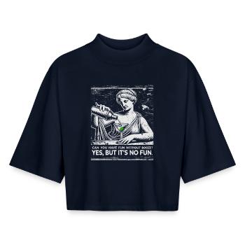 Illustration de buveur de bière margarita de style vintage - T-shirt femme coupe boxy recyclé manches mi-longues Stanley/Stella - marine - Devant - AI Model Female 172 light (172cm)