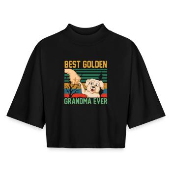 Best golden retriever Grandma Ever  - Boxy Women's Recycled 1/2 Sleeved T-Shirt by Stanley/Stella - black - Front - AI Model Female 172 light (172cm)