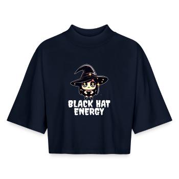 BLACK HAT ENERGY - WITCH HALLOWEEN - Boxy Women's Recycled 1/2 Sleeved T-Shirt by Stanley/Stella - navy - Front - AI Model Female 172 light (172cm)
