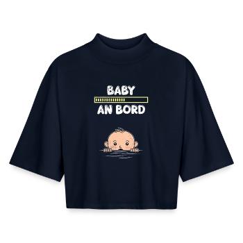 Expectant mothers BABY ON BOARD Funny - Boxy Women's Recycled 1/2 Sleeved T-Shirt by Stanley/Stella - navy - Front - AI Model Female 172 light (172cm)