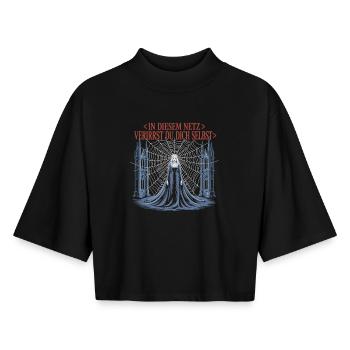 Gothic Web Quote Shirt – Dark Fantasy - Boxy Women's Recycled 1/2 Sleeved T-Shirt by Stanley/Stella - black - Front - AI Model Female 172 light (172cm)