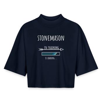 Cadeau tailleur de pierre Profession Éducation - T-shirt femme coupe boxy recyclé manches mi-longues Stanley/Stella - marine - Devant - AI Model Female 172 light (172cm)