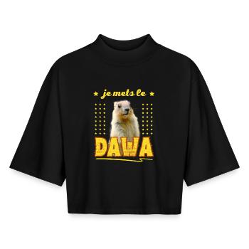 I Put the DAWA at Montagne Marmot - Boxy Women's Recycled 1/2 Sleeved T-Shirt by Stanley/Stella - black - Front - AI Model Female 172 light (172cm)