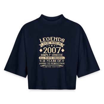 18. Geburtstag Jahrgang 2007 geboren - 18 Jahre - Boxy Frauen Recyceltes 1/2 Sleeved T-Shirt by Stanley/Stella - Navy - Vorne - AI Model Female 172 light (172cm)