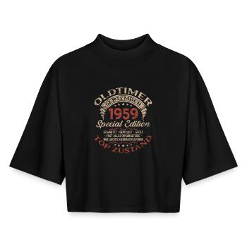 66th birthday gift vintage car September 1959 - Boxy Women's Recycled 1/2 Sleeved T-Shirt by Stanley/Stella - black - Front - AI Model Female 172 light (172cm)