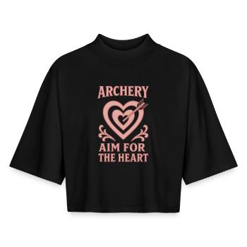 Archery Aim For The Heart Archer Bow - Boxy Women's Recycled 1/2 Sleeved T-Shirt by Stanley/Stella - black - Front - AI Model Female 172 light (172cm)