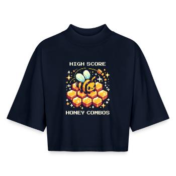 Meilleurs scores – Honey Combos | Abeilles et apiculteurs - T-shirt femme coupe boxy recyclé manches mi-longues Stanley/Stella - marine - Devant - AI Model Female 172 light (172cm)