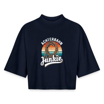 Achterbahn Junkie - Looping - Boxy Frauen Recyceltes 1/2 Sleeved T-Shirt by Stanley/Stella - Navy - Vorne - AI Model Female 172 light (172cm)