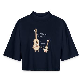 UKE Ich bin dein Vater Lustiges Gitarren-Wortspiel - Boxy Frauen Recyceltes 1/2 Sleeved T-Shirt by Stanley/Stella - Navy - Vorne - AI Model Female 172 light (172cm)